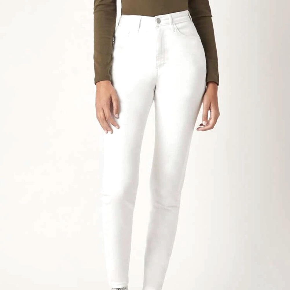 High waisted white jeans